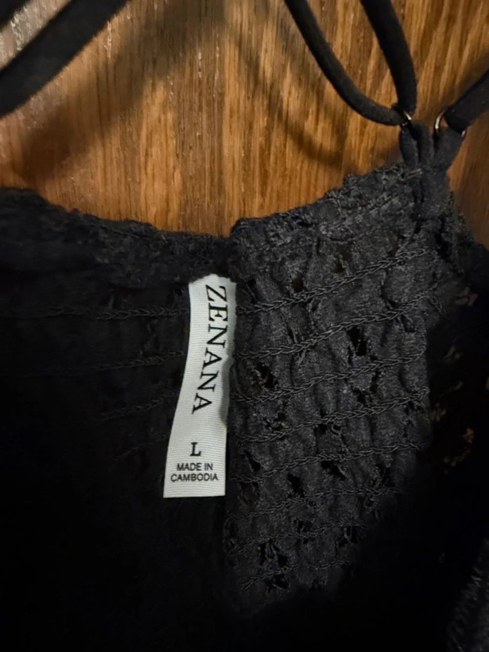 Zenana Outfitters Black Lace Tiered Spaghetti Strap Tank - Picture 2 of 3